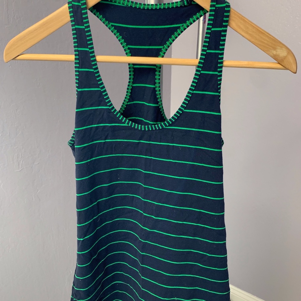 Lululemon Cool Racerback Navy/Green Stripe